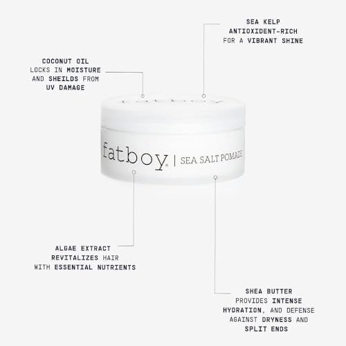 Fatboy Sea Salt Hair Pomade with Coconut Oil & Shea Butter - Lightweight Hold for Texture, Styling & Shine, Tousled Beach Waves Finish - 2.6 oz - görsel 9