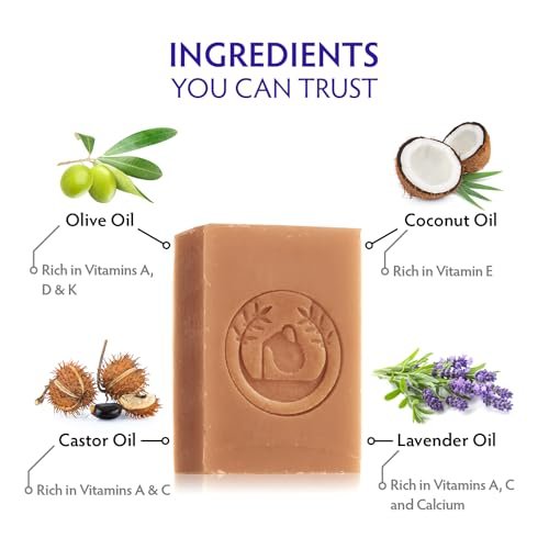 Ancient Greek Remedy Organic Face and Body Soap Bars for Dry, Normal, and Sensitive Skin - Gentle Wash Treatment for Women and Men with Soap Holder (2 Pack, Lavender) Avelisse