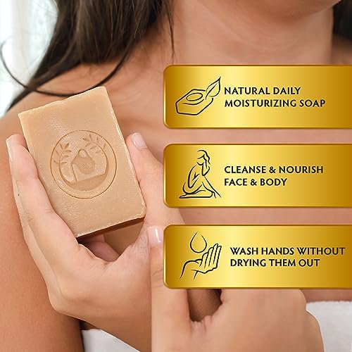 Ancient Greek Remedy Organic Face and Body Soap Bars for Dry, Normal, and Sensitive Skin - Gentle Wash Treatment for Women and Men with Soap Holder (2 Pack, Lavender) Avelisse
