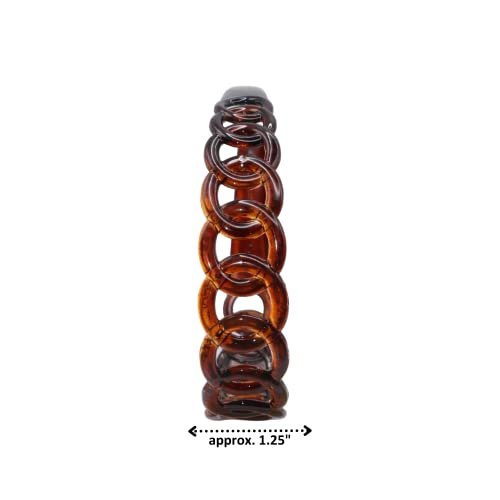 Parcelona French Round Chain Tortoise Shell Hair Clip - Brown Celluloid Acetate, No Slip, Sturdy and Durable Hair Headband for Women and Girls, Made in France - görsel 10
