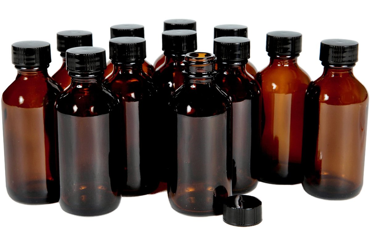 Vivaplex 12-Pack Amber Glass Bottles 2 oz with Lids - Refillable Containers for Sauces, Condiments & More - görsel 1