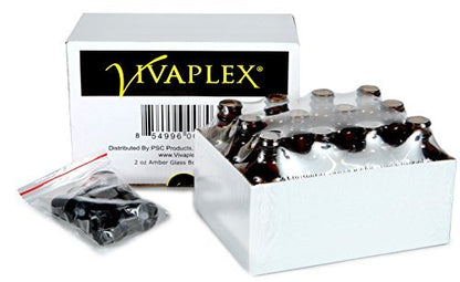 Vivaplex 12-Pack Amber Glass Bottles 2 oz with Lids - Refillable Containers for Sauces, Condiments & More