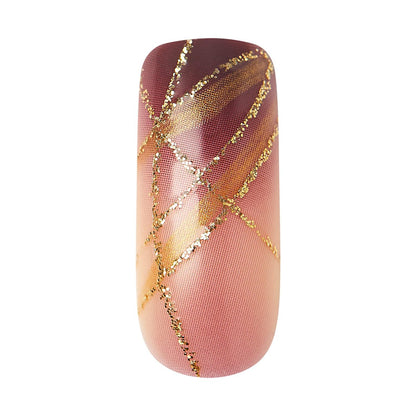 KISS Goldfinger Gel Glam Press on Nails - Dark Brown Glitter French Full Cover, Square Shape, Medium Length, 26-Piece Set with Mini Glue Included