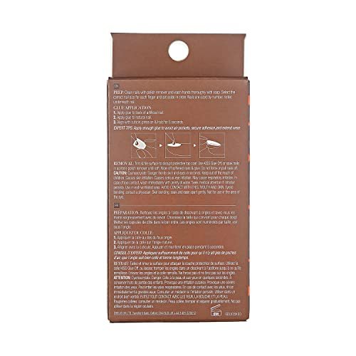 KISS Goldfinger Gel Glam Press on Nails - Dark Brown Glitter French Full Cover, Square Shape, Medium Length, 26-Piece Set with Mini Glue Included - görsel 11
