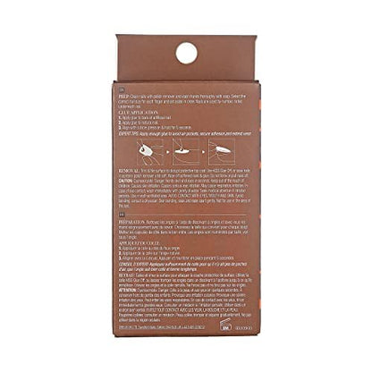 KISS Goldfinger Gel Glam Press on Nails - Dark Brown Glitter French Full Cover, Square Shape, Medium Length, 26-Piece Set with Mini Glue Included