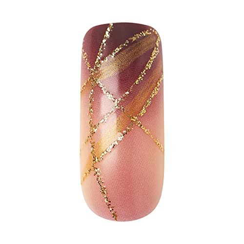 KISS Goldfinger Gel Glam Press on Nails - Dark Brown Glitter French Full Cover, Square Shape, Medium Length, 26-Piece Set with Mini Glue Included - görsel 7