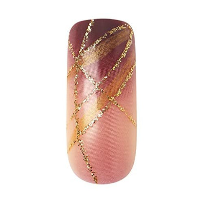 KISS Goldfinger Gel Glam Press on Nails - Dark Brown Glitter French Full Cover, Square Shape, Medium Length, 26-Piece Set with Mini Glue Included