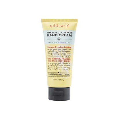 Adamia Therapeutic Repair Hand Cream with Macadamia Nut Oil and Promega-7, Fragrance Free, Paraben Free, Non-GMO - 3 oz Avelisse