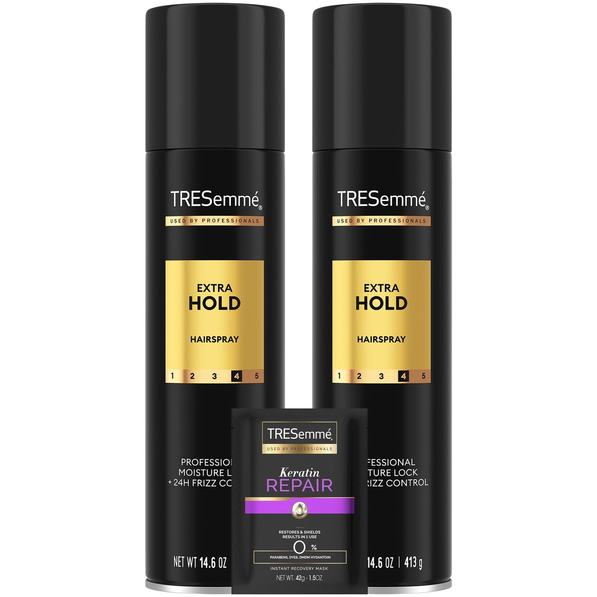 TRESemmé Extra Hold Hairspray 2-Pack with Keratin Repair Mask – 24H Frizz Control & Moisture Avelisse