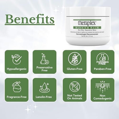 Theraplex Skin Barrier Balm - Barrier Repair Moisturizer Cream for Dry, Sensitive Skin - Hypoallergenic, Noncomedogenic - 6 oz Avelisse