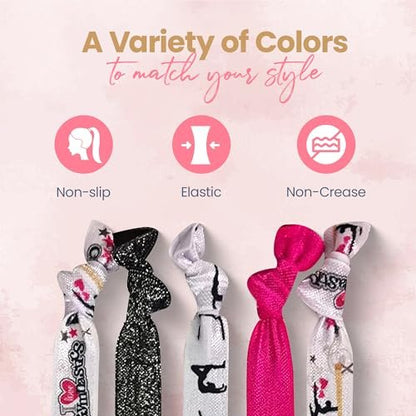Gymnastic Hair Ties for Girls - SportyBella 5-Pack Multicolor Elastics for Routines