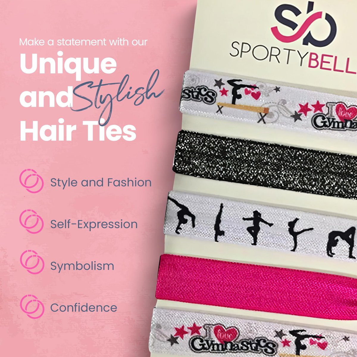 Gymnastic Hair Ties for Girls - SportyBella 5-Pack Multicolor Elastics for Routines - görsel 10