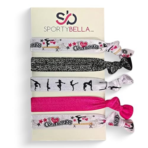 Gymnastic Hair Ties for Girls - SportyBella 5-Pack Multicolor Elastics for Routines - görsel 1