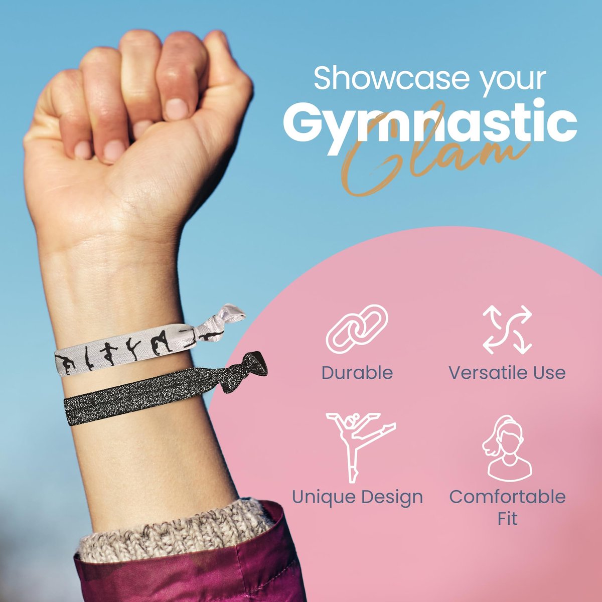 Gymnastic Hair Ties for Girls - SportyBella 5-Pack Multicolor Elastics for Routines - görsel 8