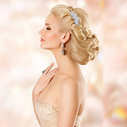 eBoot 40 Pack Flower Crystal Rhinestone Hair Pins – White, Wedding Hair Accessories with Storage Bag