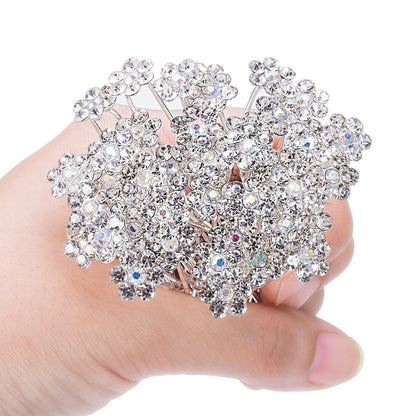 eBoot 40 Pack Flower Crystal Rhinestone Hair Pins – White, Wedding Hair Accessories with Storage Bag