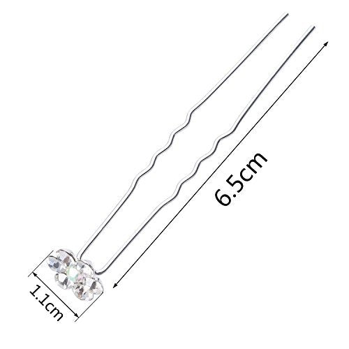 eBoot 40 Pack Flower Crystal Rhinestone Hair Pins – White, Wedding Hair Accessories with Storage Bag - görsel 6
