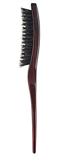 PERFEHAIR 100% Pure Boar Bristle Teasing Hair Brush – Wooden Handle, 3 Row Slim Backcombing Brush, 8.8 inch - görsel 2