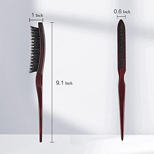 PERFEHAIR 100% Pure Boar Bristle Teasing Hair Brush – Wooden Handle, 3 Row Slim Backcombing Brush, 8.8 inch - görsel 6