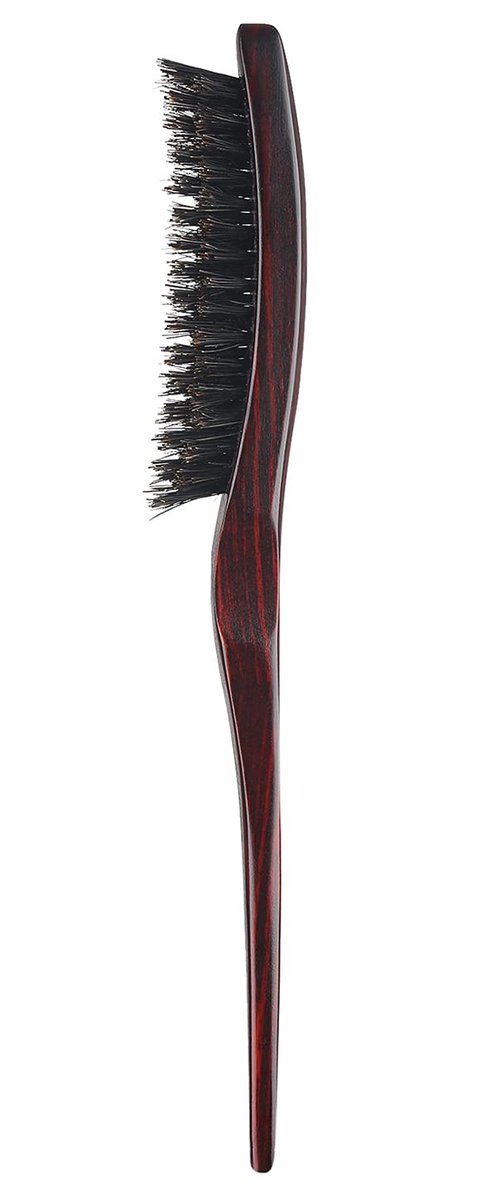 PERFEHAIR 100% Pure Boar Bristle Teasing Hair Brush – Wooden Handle, 3 Row Slim Backcombing Brush, 8.8 inch - görsel 1