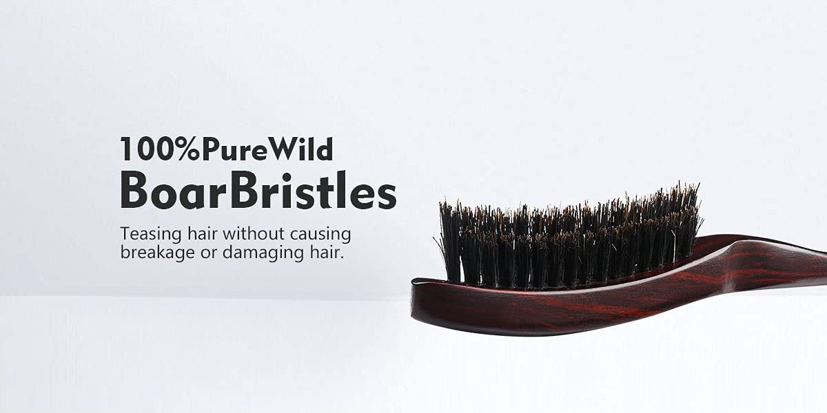 PERFEHAIR 100% Pure Boar Bristle Teasing Hair Brush – Wooden Handle, 3 Row Slim Backcombing Brush, 8.8 inch - görsel 3