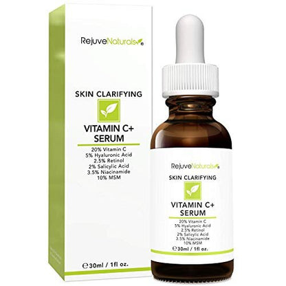RejuveNaturals Vitamin C Serum Plus Hyaluronic Acid, Retinol, Salicylic Acid, Niacinamide, MSM – Anti-Aging & Skin Clearing Face Serum, 1 oz Avelisse