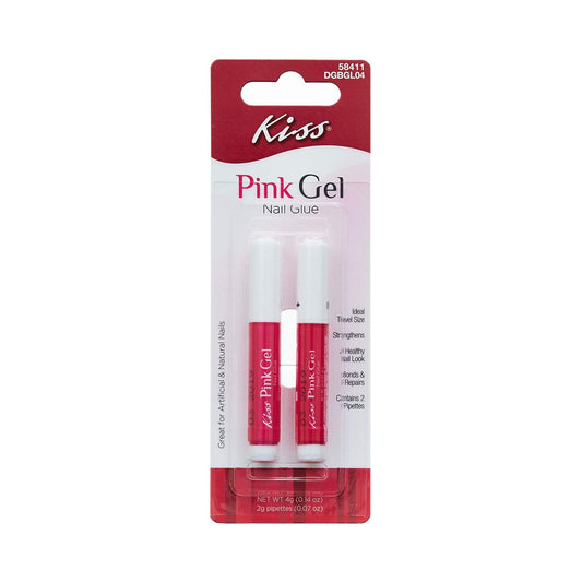 KISS Pink Gel Nail Glue with 2 Pipettes – 1 Pack (2 Count), Strong Hold for Nail Tips & Press-Ons