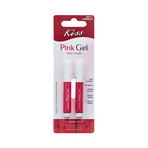 KISS Pink Gel Nail Glue with 2 Pipettes – 1 Pack (2 Count), Strong Hold for Nail Tips & Press-Ons - görsel 2