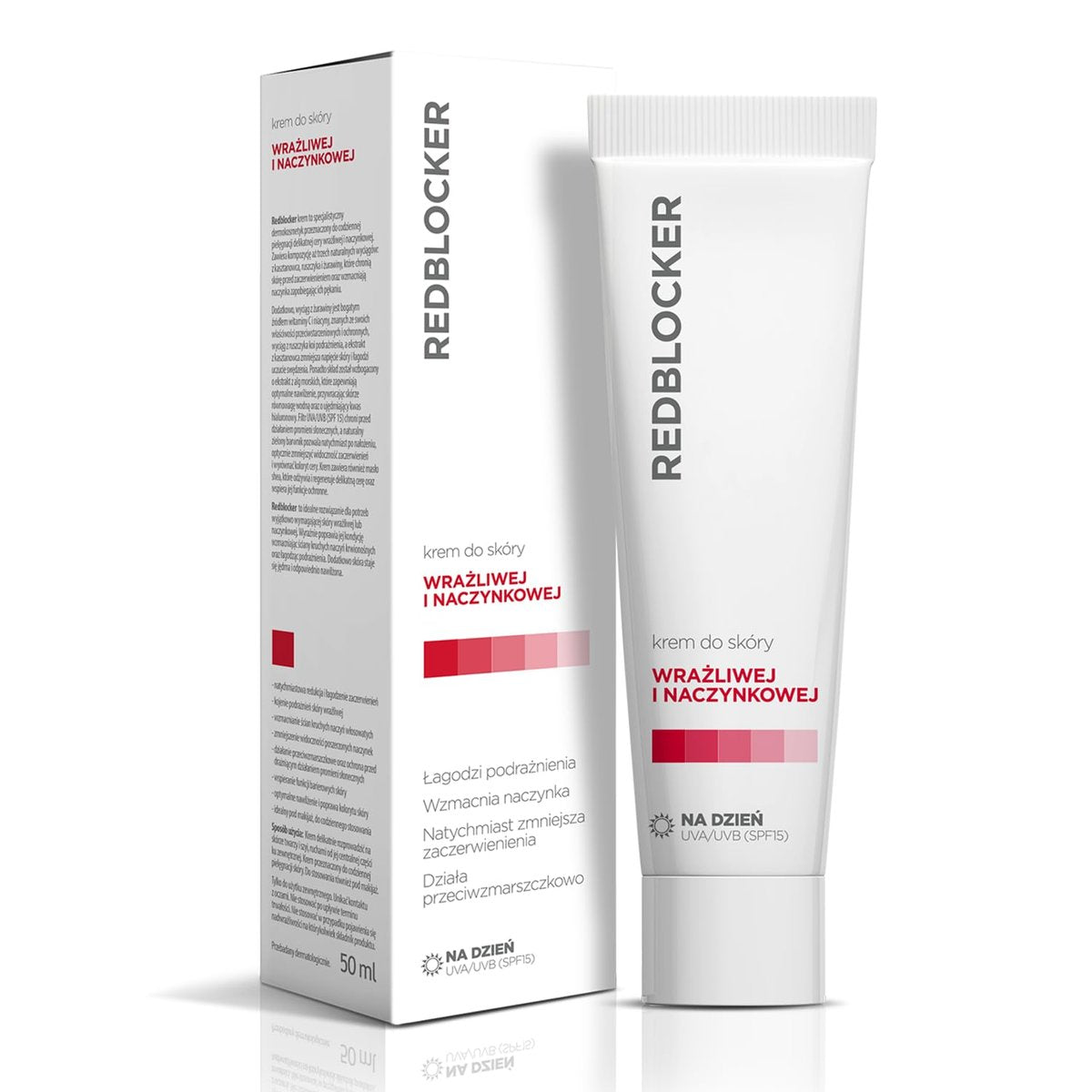 Redblocker Day Cream - Specialist Dermocosmetic for Spider Veins and Capillaries with Horse Chestnut, Ruscus, Cranberry Extracts, SPF 15 - 50 ml - görsel 1