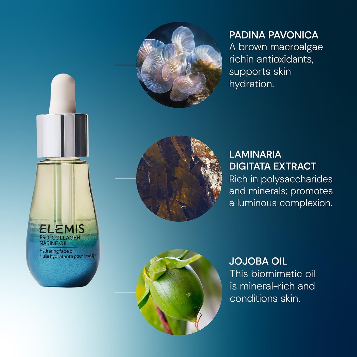 ELEMIS Pro-Collagen Marine Oil 15ml - Lightweight Face Oil for Hydration, Nourishment & Improved Skin Texture Avelisse