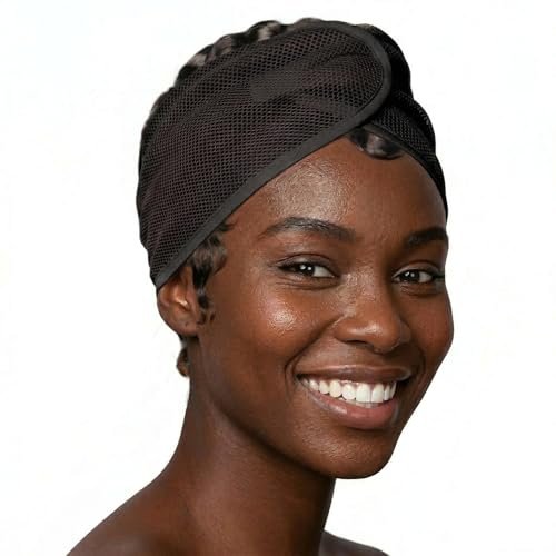 DONNA Cool Mesh Wrap – Large Breathable Hair Wrap for Women, Adjustable Head Wrap Cap, Comfortable Mesh Hair Wrap for Sleeping and Daily Wear, Fits All Hair Types Black - görsel 2