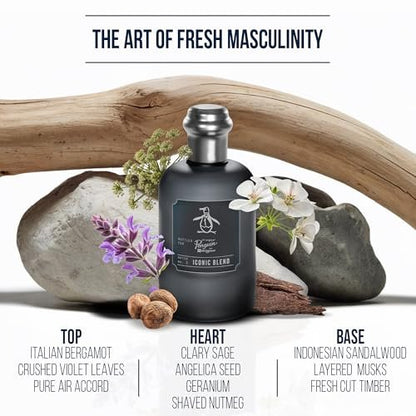 Original Penguin Iconic Blend Eau De Toilette for Men - Long Lasting Cologne with Bergamot, Sage & Sandalwood - 3.4 fl oz (100 mL) Avelisse