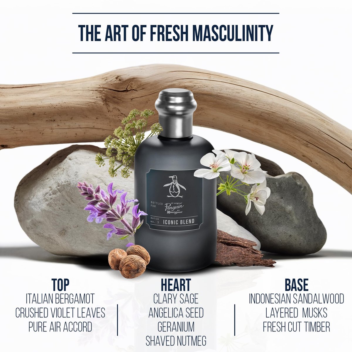 Original Penguin Iconic Blend Eau De Toilette for Men - Long Lasting Cologne with Bergamot, Sage & Sandalwood - 3.4 fl oz (100 mL) Avelisse