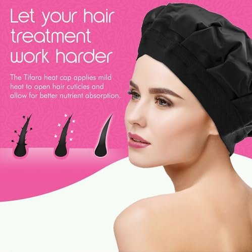 Tifara Beauty Deep Conditioning Cordless Heat Cap for Spa Care at Home, Gel Thermal Technology for Scalp Treatment, Natural Hair Steamer Gel Cap, Black Avelisse
