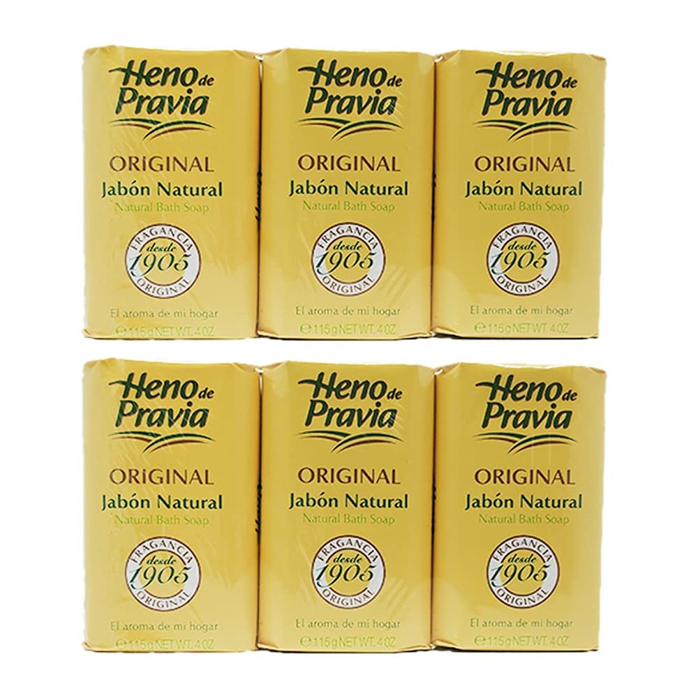 Heno de Pravia Original Soap - Large 4.1 oz Bar (Pack of 6) - Traditional Spanish Glycerin Soap Avelisse