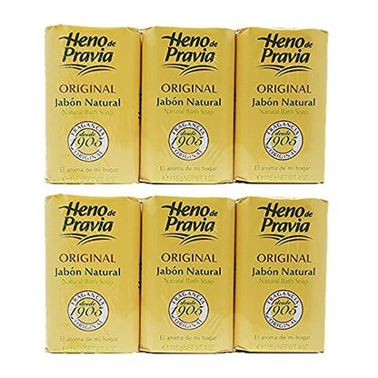 Heno de Pravia Original Soap - Large 4.1 oz Bar (Pack of 6) - Traditional Spanish Glycerin Soap Avelisse