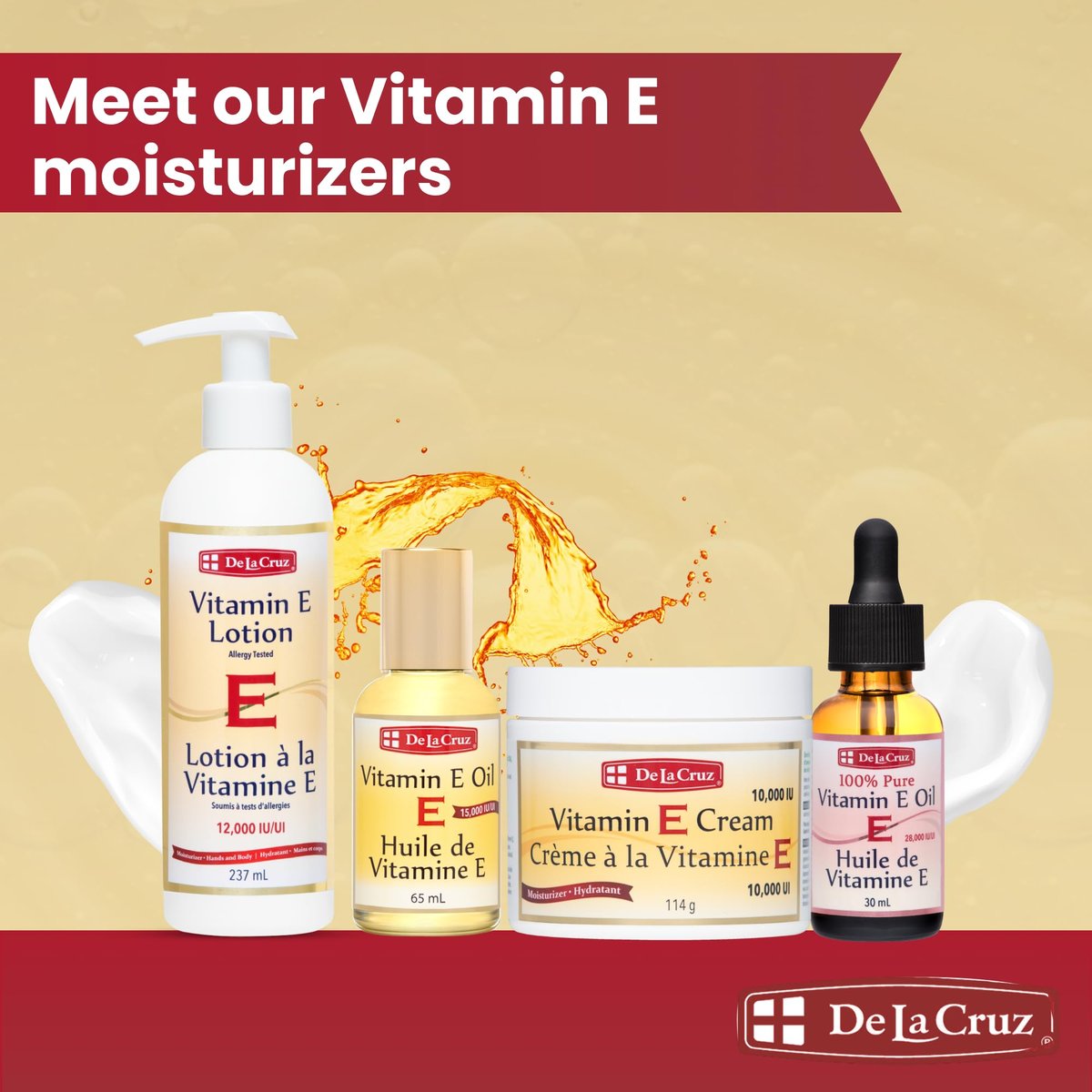 De La Cruz Vitamin E Lotion for Dry Skin - 12,000 IU with Avocado Oil, Almond Oil & Aloe Vera - Moisturizing Body & Face Lotion for All Skin Types - 8 FL OZ, Made in USA - görsel 13