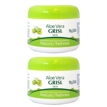 Grisi Aloe Vera Face Cream & Body Lotion Freshness – 2-Pack (3.8 oz Each) for Dry Skin