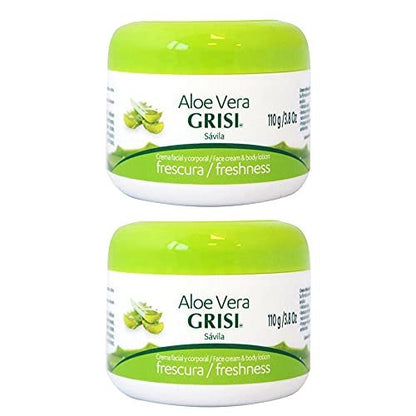Grisi Aloe Vera Face Cream & Body Lotion Freshness – 2-Pack (3.8 oz Each) for Dry Skin