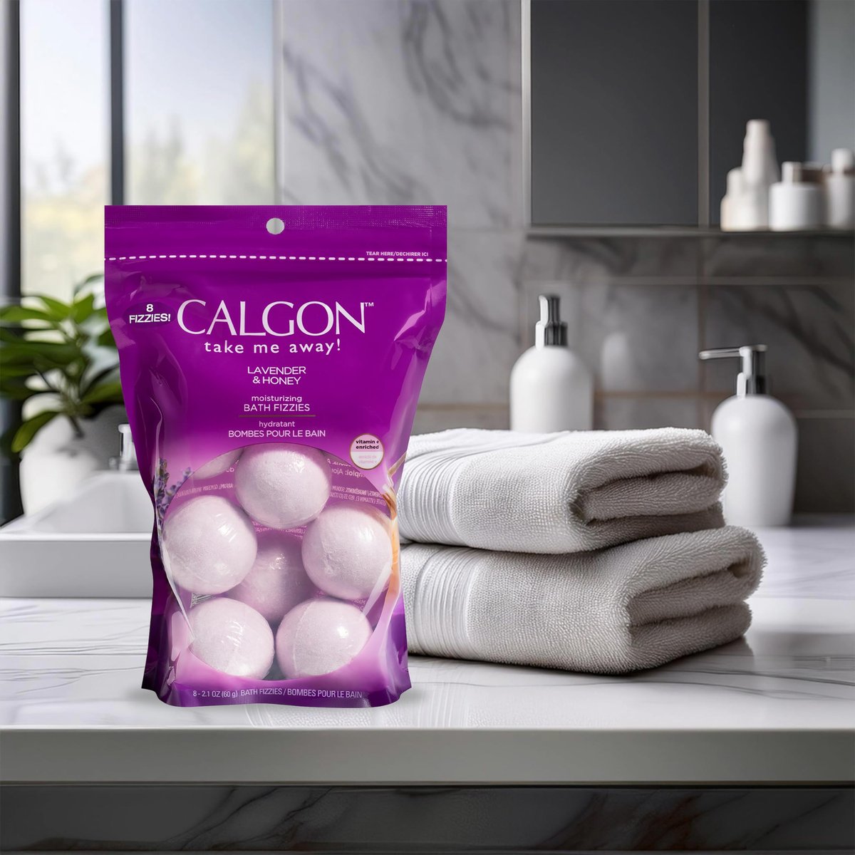 Calgon Bath Fizzies Lavender & Honey - 8 Count Relaxing Bath Bombs Avelisse