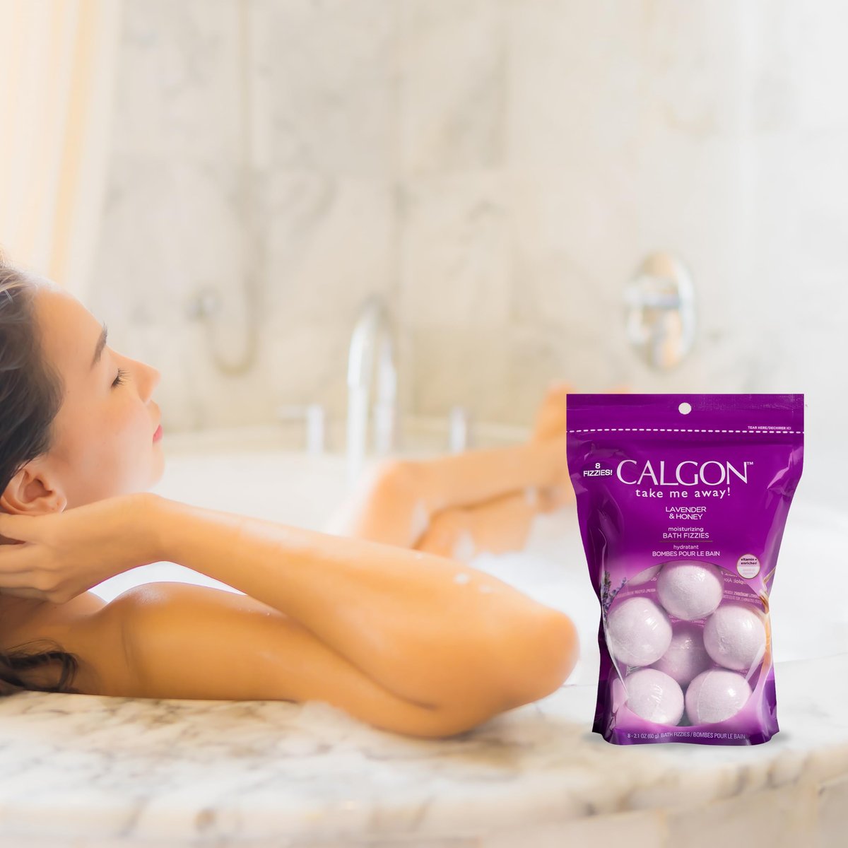 Calgon Bath Fizzies Lavender & Honey - 8 Count Relaxing Bath Bombs Avelisse