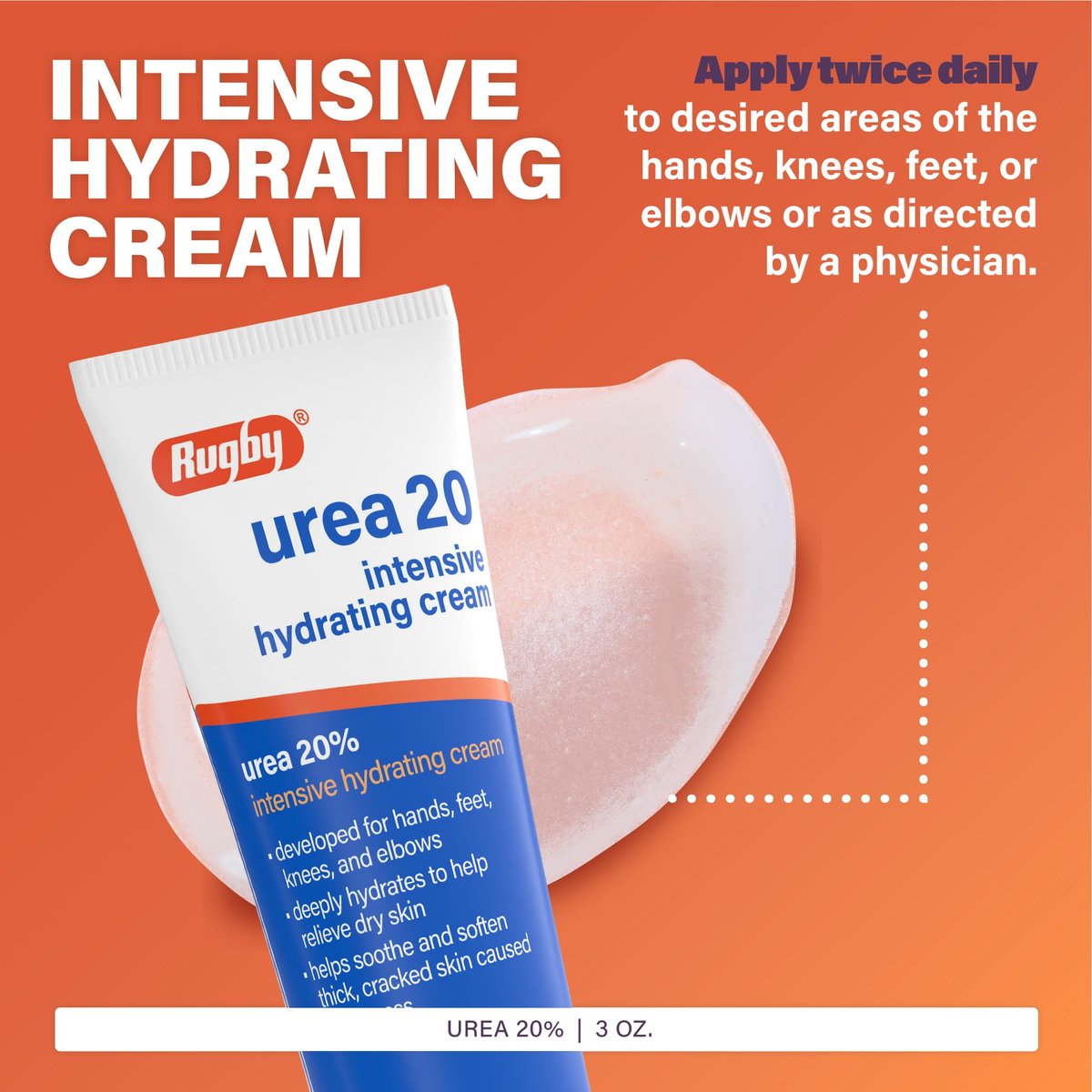 Rugby Urea 20% Intensive Hydrating Cream - Deep Moisturizer for Feet, Hands, Knees, and Elbows - 3 oz - görsel 7