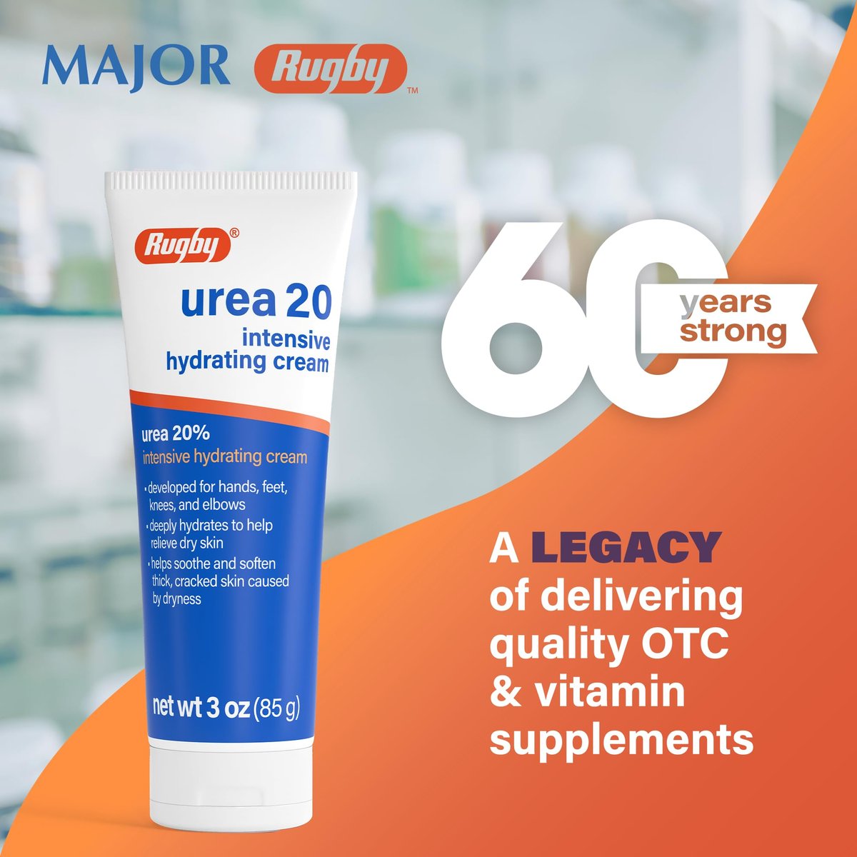 Rugby Urea 20% Intensive Hydrating Cream - Deep Moisturizer for Feet, Hands, Knees, and Elbows - 3 oz - görsel 3