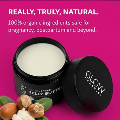 Glow Organics Belly Butter for Pregnancy – Nourishing Stretch Mark Cream, 3.8 oz Avelisse