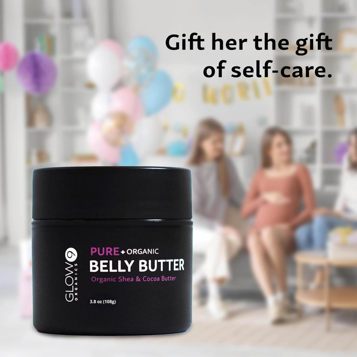 Glow Organics Belly Butter for Pregnancy – Nourishing Stretch Mark Cream, 3.8 oz Avelisse