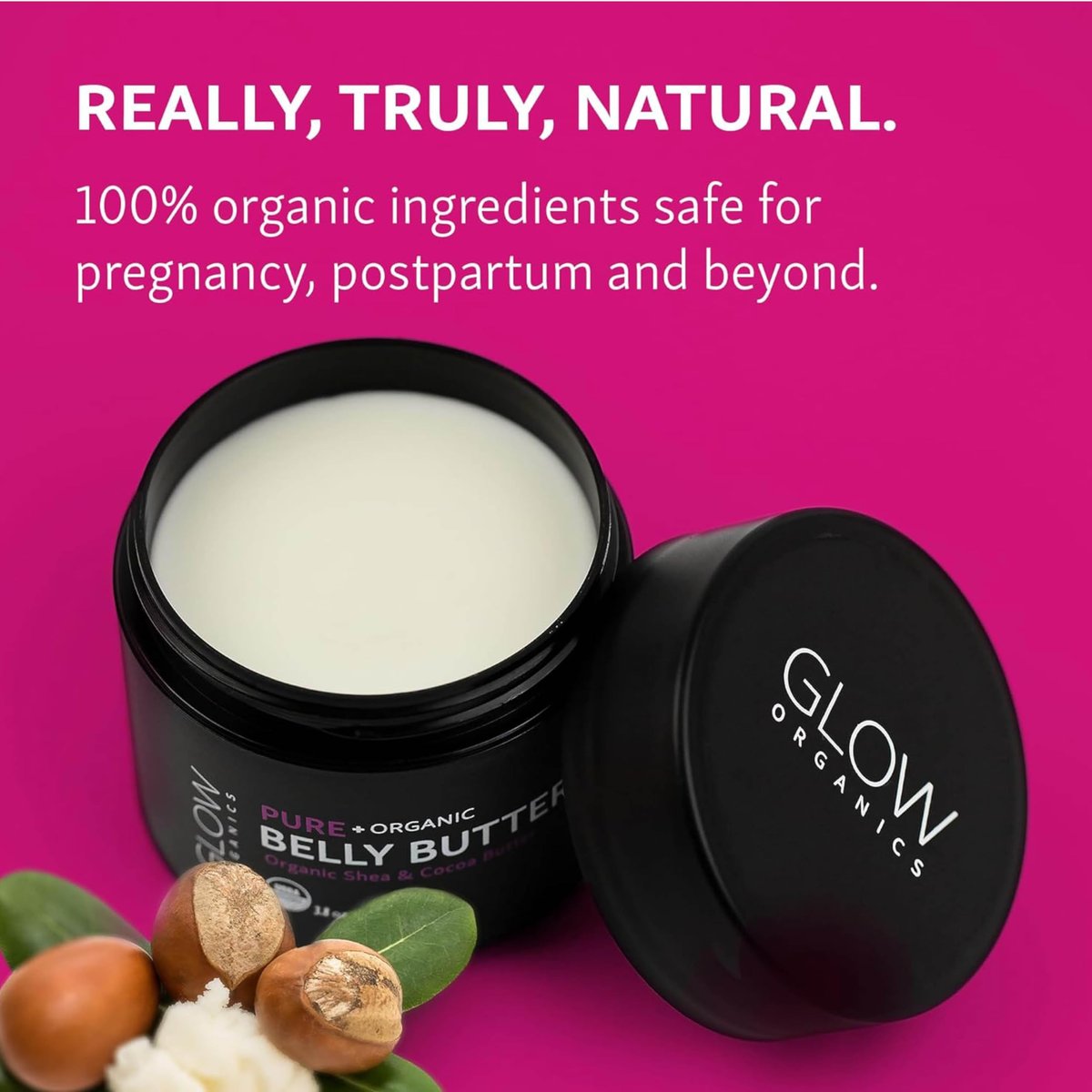 Glow Organics Belly Butter for Pregnancy – Nourishing Stretch Mark Cream, 3.8 oz Avelisse
