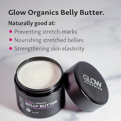 Glow Organics Belly Butter for Pregnancy – Nourishing Stretch Mark Cream, 3.8 oz Avelisse