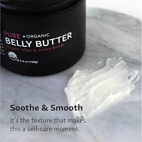 Glow Organics Belly Butter for Pregnancy – Nourishing Stretch Mark Cream, 3.8 oz Avelisse