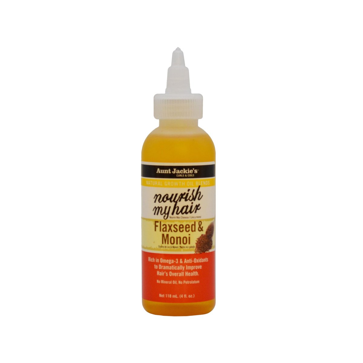 Aunt Jackie's Natural Growth Oil Blends Nourish My Hair - Flaxseed and Monoi, Improve Hair's Overall Health, Rich in Omega-3 and Anti-Oxidants, 4 oz - görsel 1