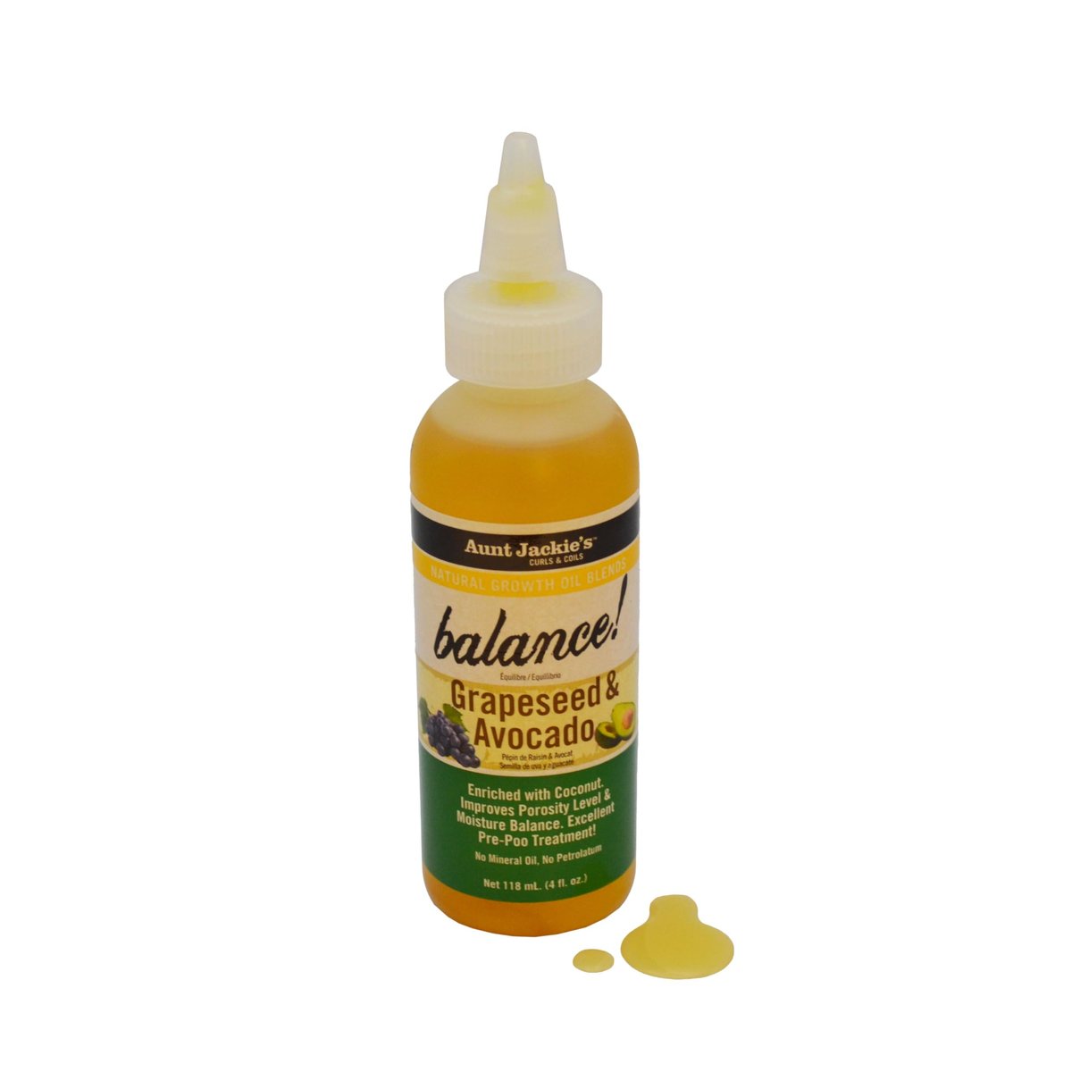 Aunt Jackie's Natural Growth Oil Blends Balance - Grapeseed and Avocado, Pre-Shampoo Treatment, Improves Porosity and Moisture Balance, 4 oz - görsel 5